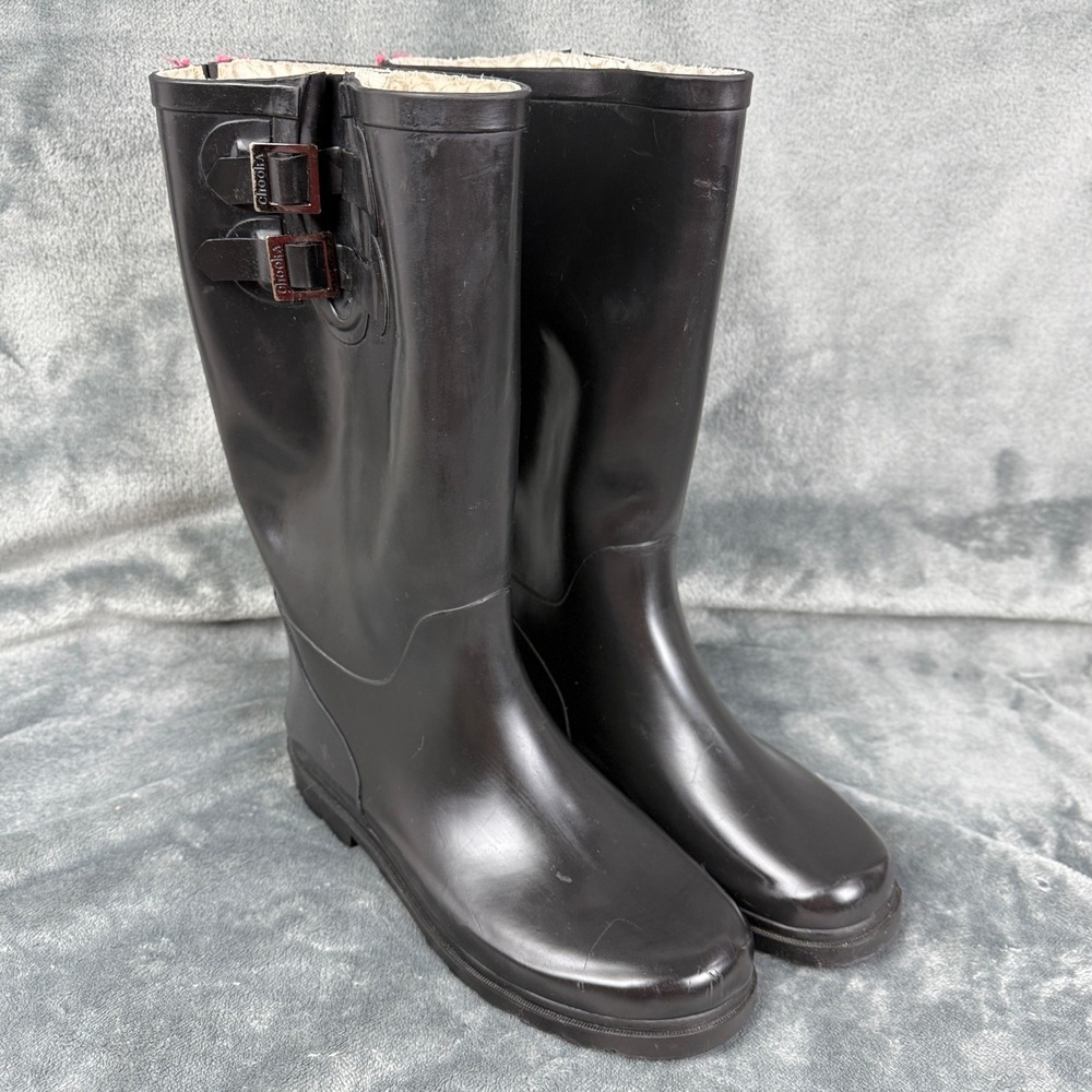 Chooka Women's Rain Boots Black Buckle Detail Waterproof‎ Tall Boots